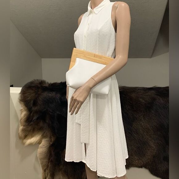 Handmade Genuine Cowhide Pattern Embossed Wooden Frame Purse & 2 Chain Styles - Picture 12 of 16